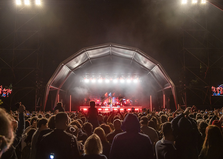 Fotografia de palco para concertos de festival.